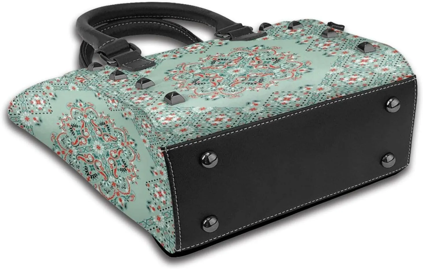 Tote Handbag for Women Faux Leather Shoulder Bag with Studded PU Leather Zipper Bag for Travel Work