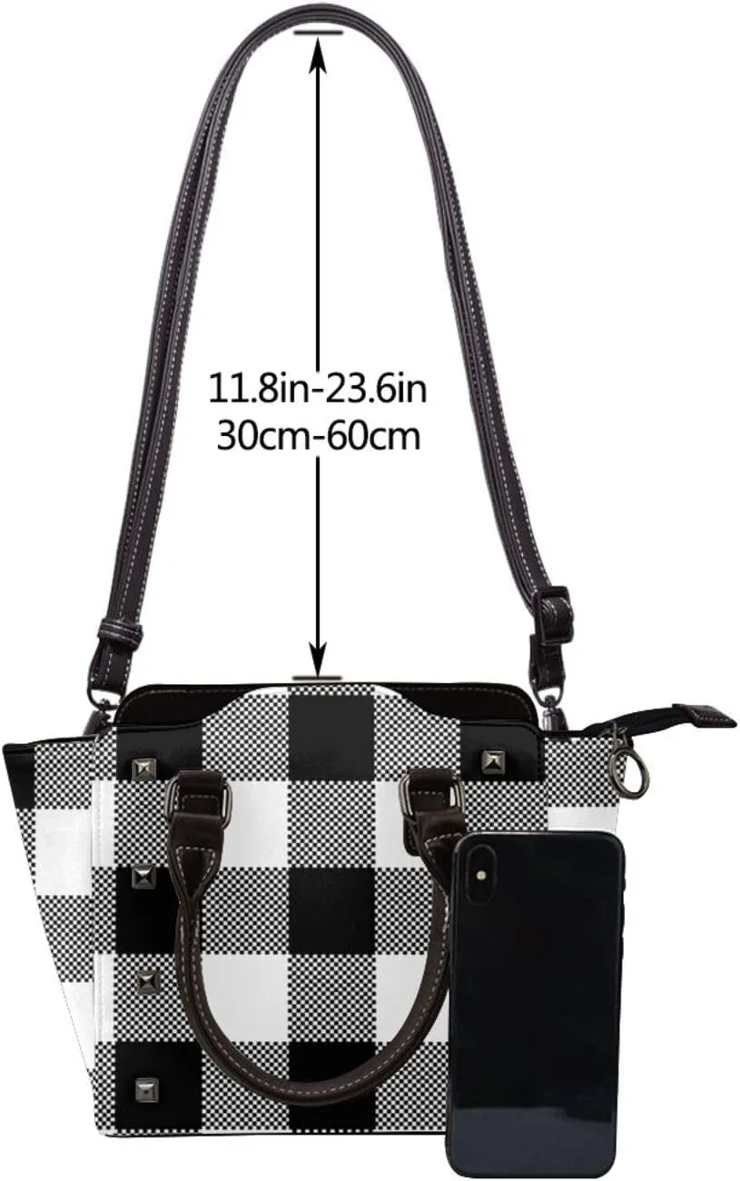 Tote Handbag for Women Faux Leather Shoulder Bag with Studded PU Leather Zipper Bag for Travel Work