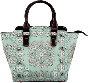 Tote Handbag for Women Faux Leather Shoulder Bag with Studded PU Leather Zipper Bag for Travel Work
