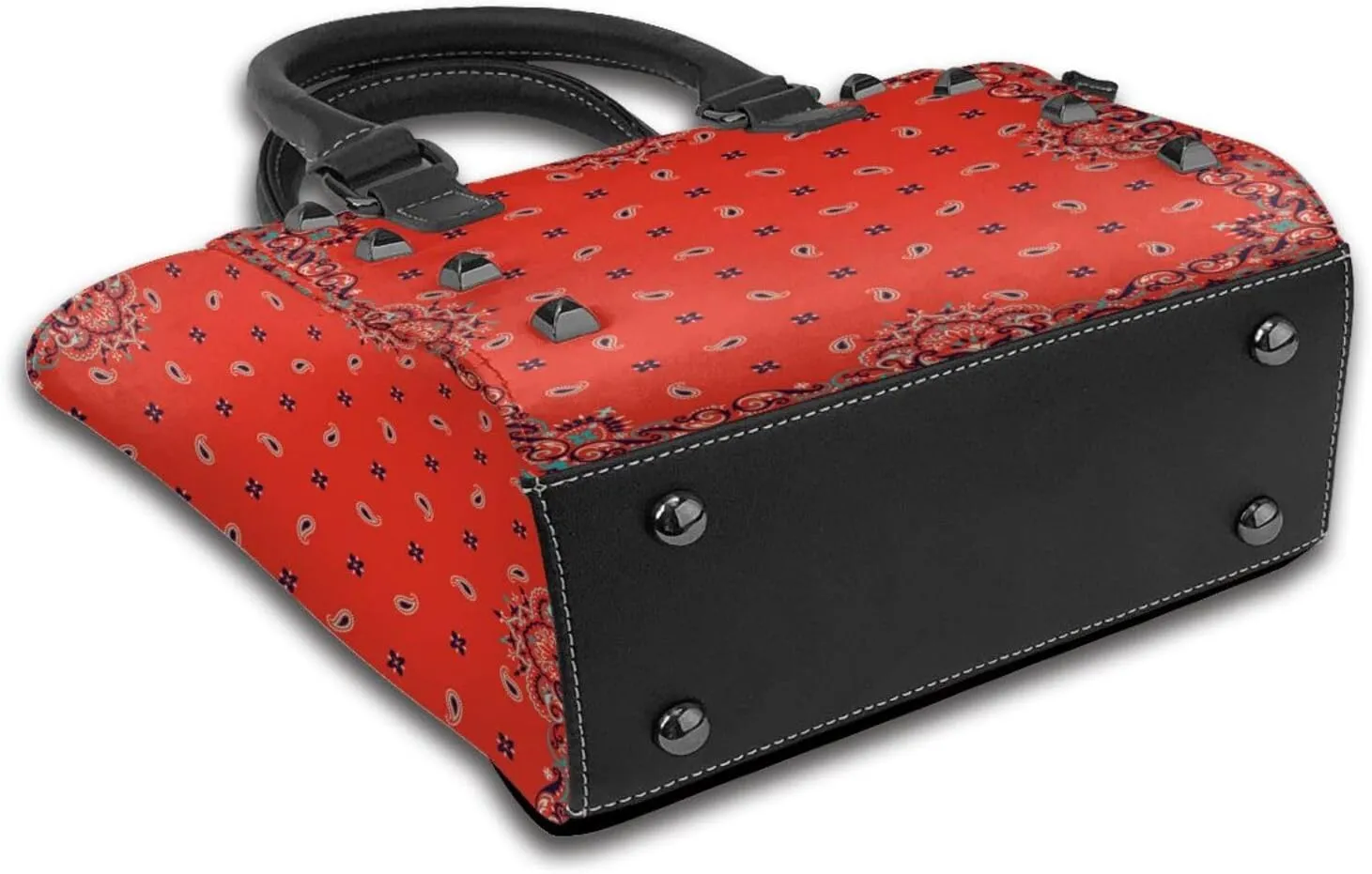 Tote Handbag for Women Faux Leather Shoulder Bag with Studded PU Leather Zipper Bag for Travel Work