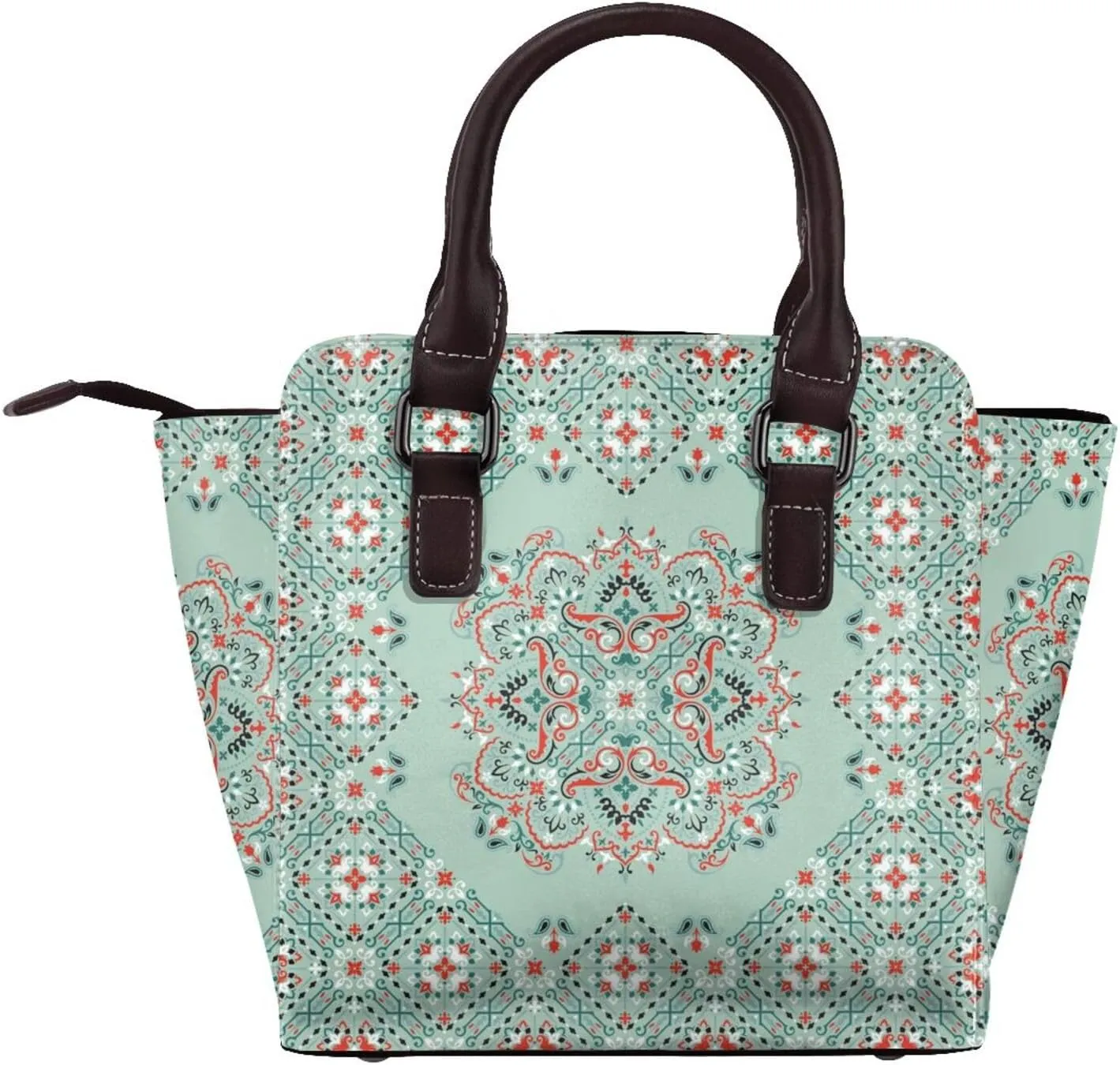 Tote Handbag for Women Faux Leather Shoulder Bag with Studded PU Leather Zipper Bag for Travel Work