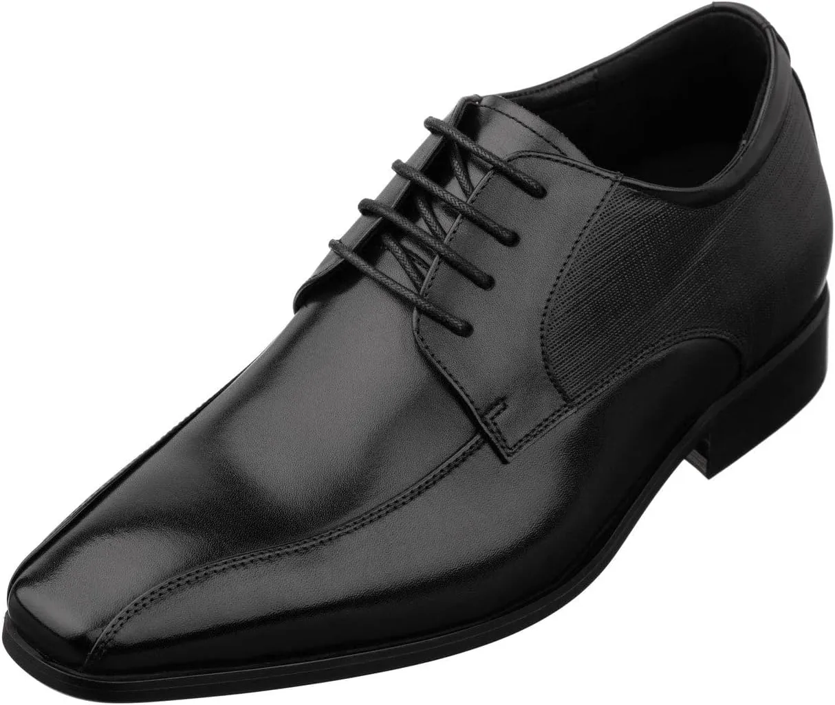 TOTO Men's Invisible Height Increasing Elevator Shoes - Black Leather Lace-up Formal Dress Oxfords- 2.2 Inches Taller - Y6363 - Size 7.5 D(M) US