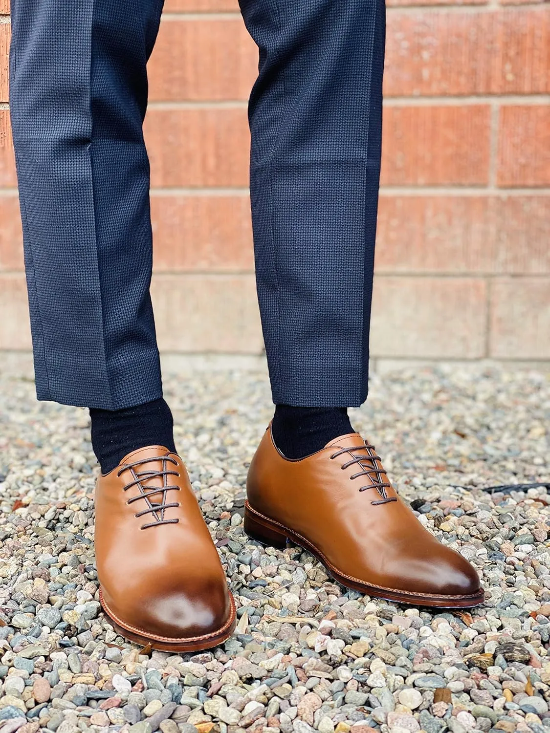 TOTO Men's Invisible Height Increasing Elevator Shoes - Brown Premium Leather Lace-up Formal Oxfords - 2.6 Inches Taller - S3002 - Size 7.5 D(M) US