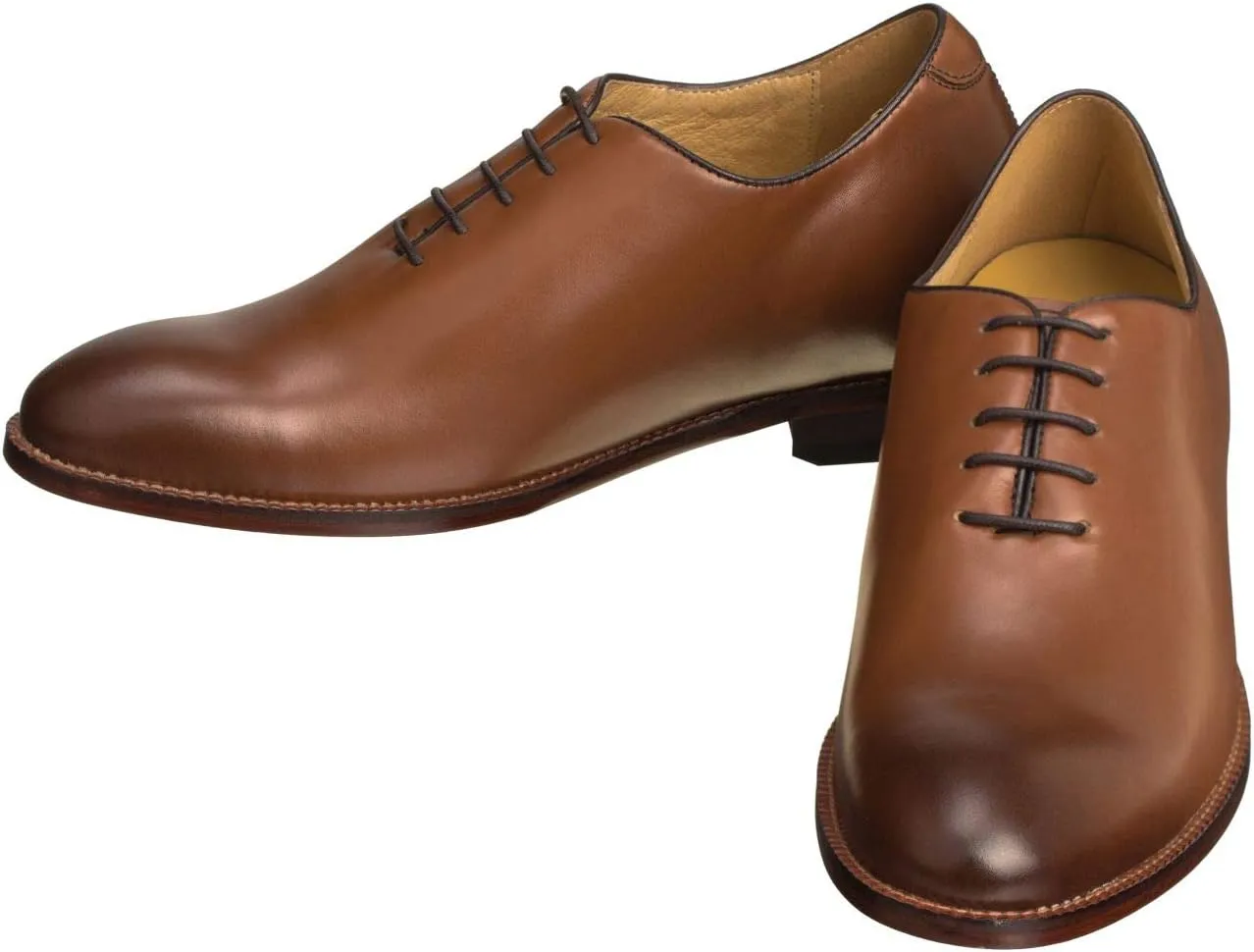 TOTO Men's Invisible Height Increasing Elevator Shoes - Brown Premium Leather Lace-up Formal Oxfords - 2.6 Inches Taller - S3002 - Size 7.5 D(M) US