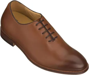 TOTO Men's Invisible Height Increasing Elevator Shoes - Brown Premium Leather Lace-up Formal Oxfords - 2.6 Inches Taller - S3002 - Size 7.5 D(M) US