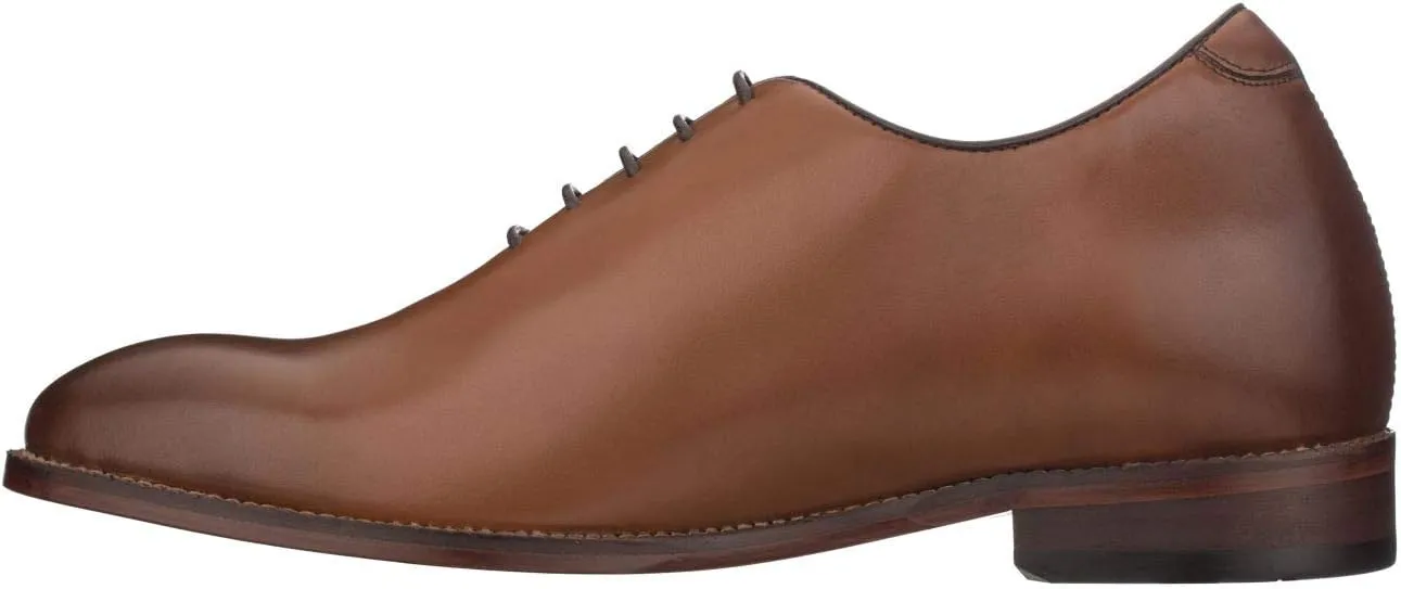 TOTO Men's Invisible Height Increasing Elevator Shoes - Brown Premium Leather Lace-up Formal Oxfords - 2.6 Inches Taller - S3002 - Size 7.5 D(M) US