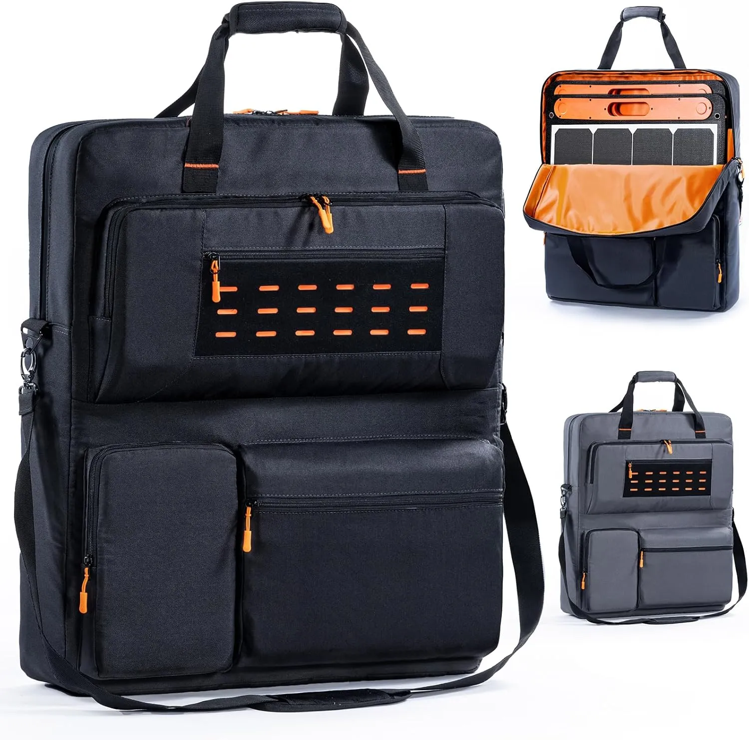 Travel Carrying Case Compatible with Jackery SolarSaga 100W 100X 200W - Solar Panel Storage Bag for 2 Battery Panels with Multiple Pocket