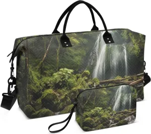Travel Duffel Bag Waterfall Cascades Green Forest Gym Bag Sports Tote Bag with Multiple Interior Pockets Shoulder Weekender Bag for Women Men with Toiletry Bag 20.5”x 7.9”x 13.8