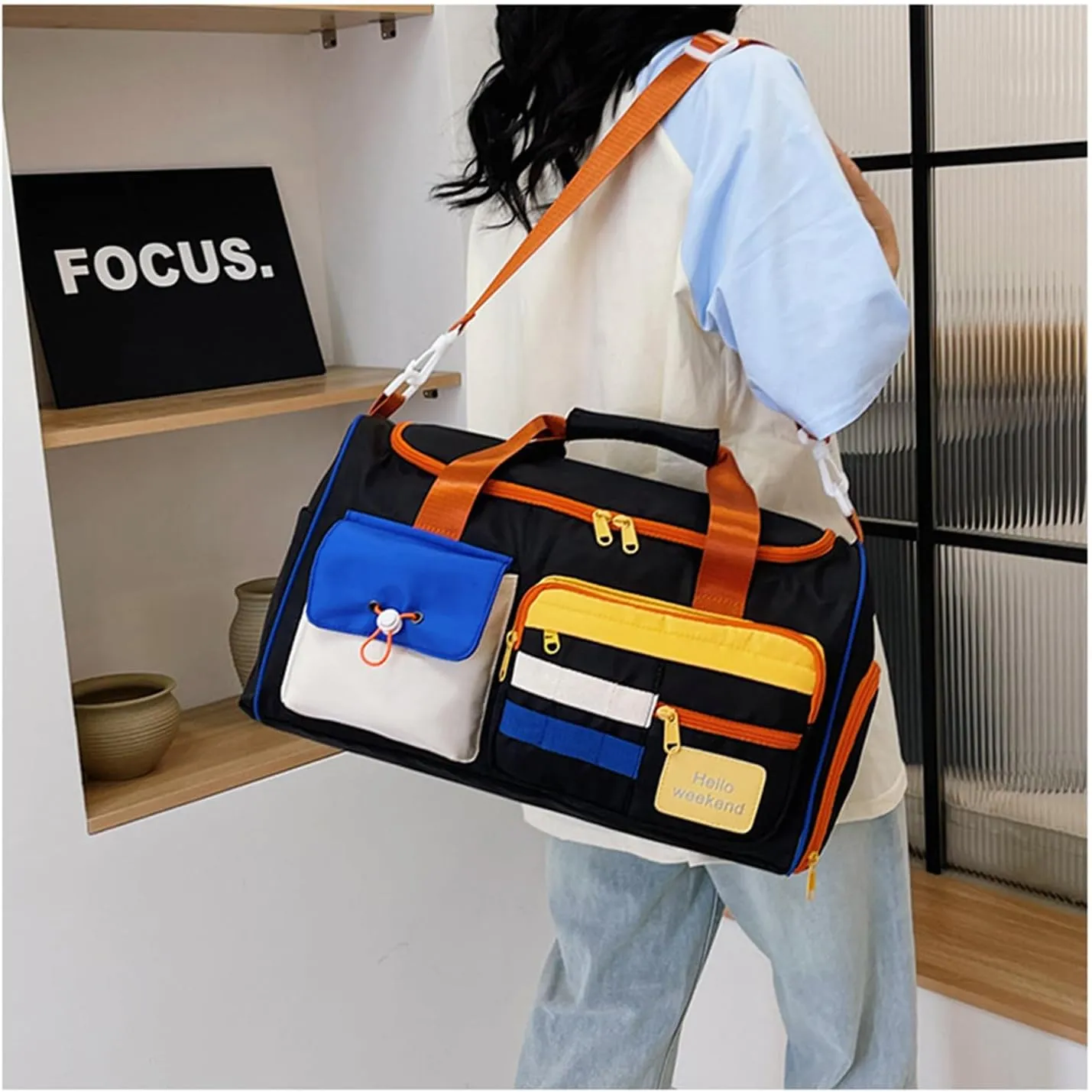 Travel Duffle Bag,Waterproof Weekender Bag Gym Bags With Shoes Compartment & Wet Compartment For Men Women,Hospital Bag