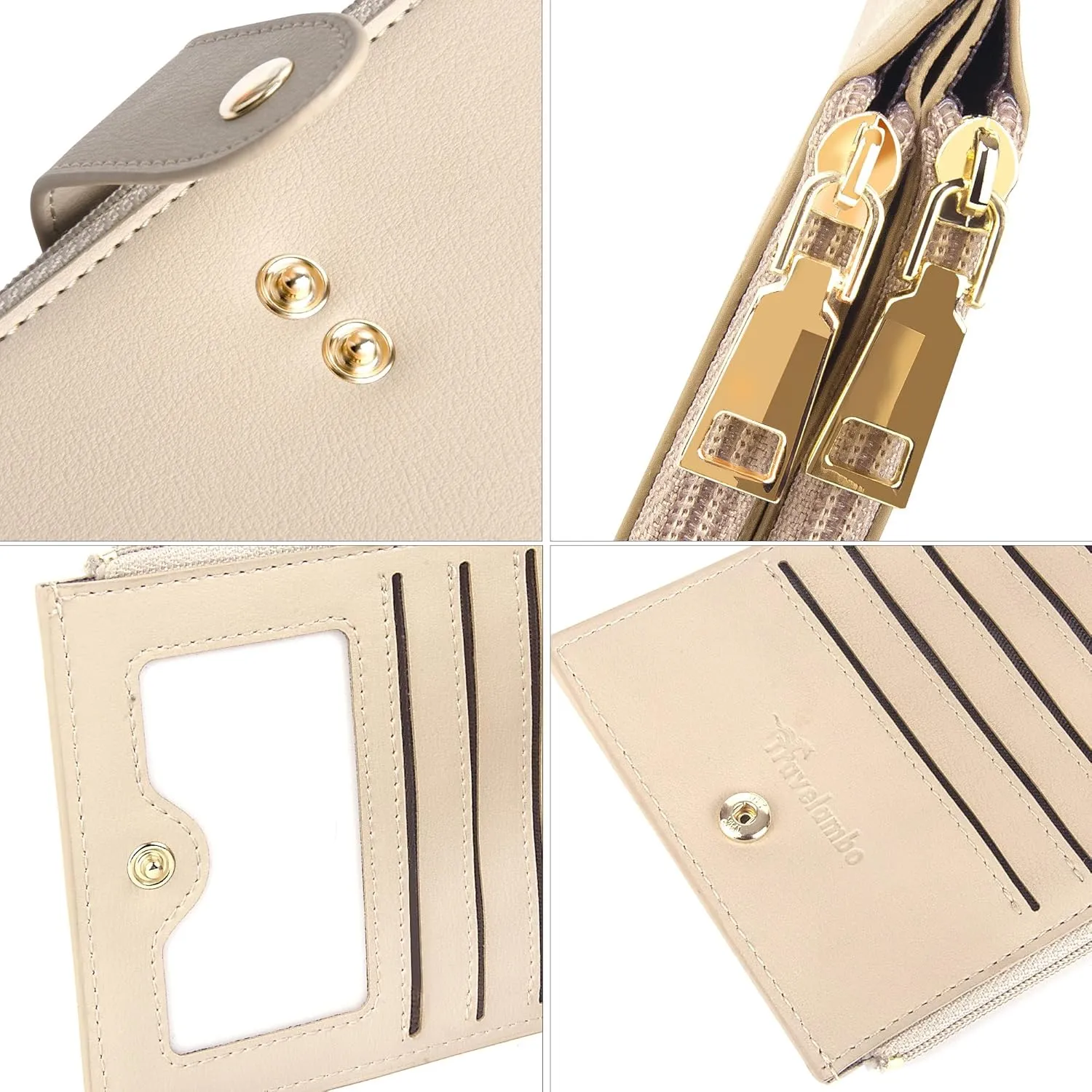 Travelambo Leather Wallets for Women Slim RFID Blocking Bifold Credit Card Holder Wallet