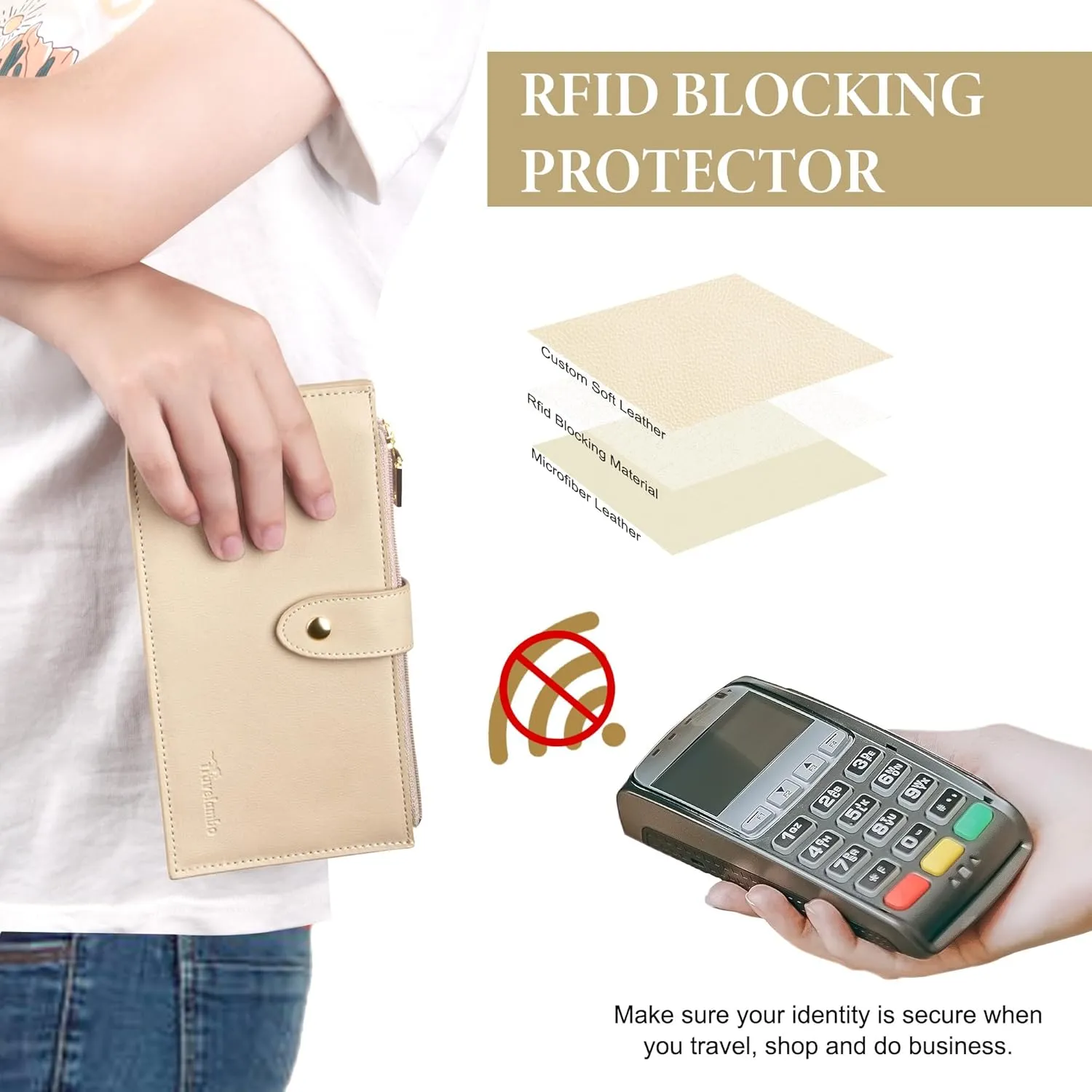 Travelambo Leather Wallets for Women Slim RFID Blocking Bifold Credit Card Holder Wallet