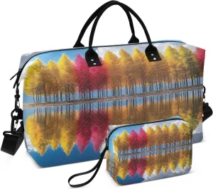 Tree Autumn Colors Landscape Duffel Bag for Traveling, Gym Bags with Multiple Interior Pockets for Women Men Toiletry Purse Included 20.5”x 1.9” x 13.8”