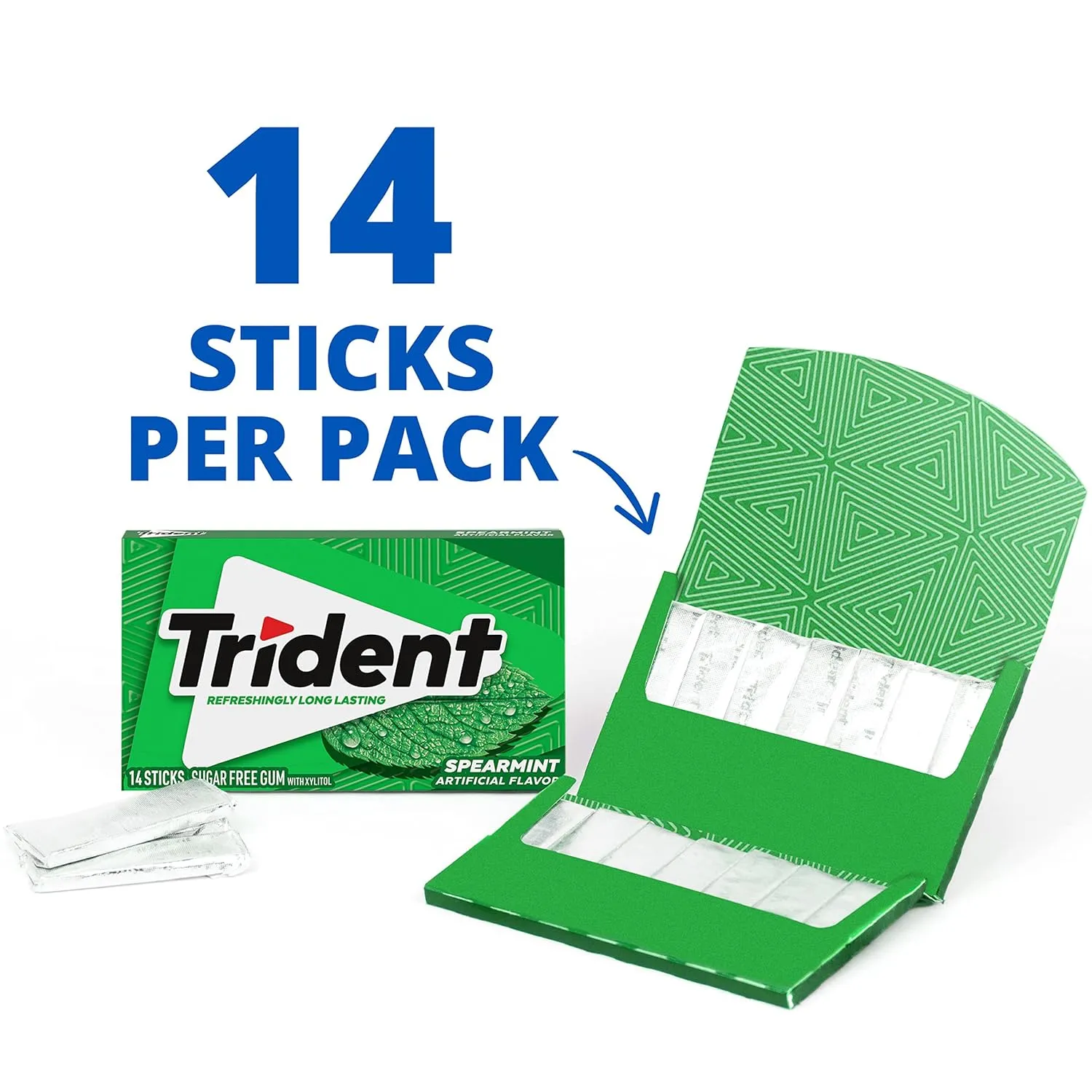 Trident Sugar Free Gum Variety Pack, Spearmint, Perfect Peppermint & Original Flavors, 18 Packs of 14 Pieces (252 Total Pieces)