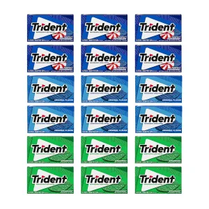 Trident Sugar Free Gum Variety Pack, Spearmint, Perfect Peppermint & Original Flavors, 18 Packs of 14 Pieces (252 Total Pieces)