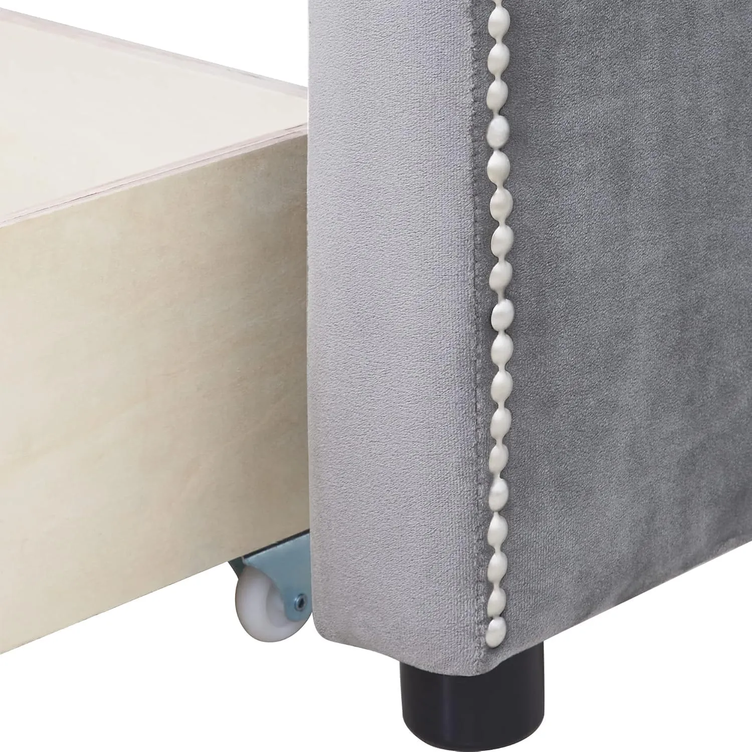 Tufted Daybed with Storage Drawers, Twin Size Upholstered Daybed with Drawers, Velvet Sofa Couch Bed Grey(Grey B,Twin)