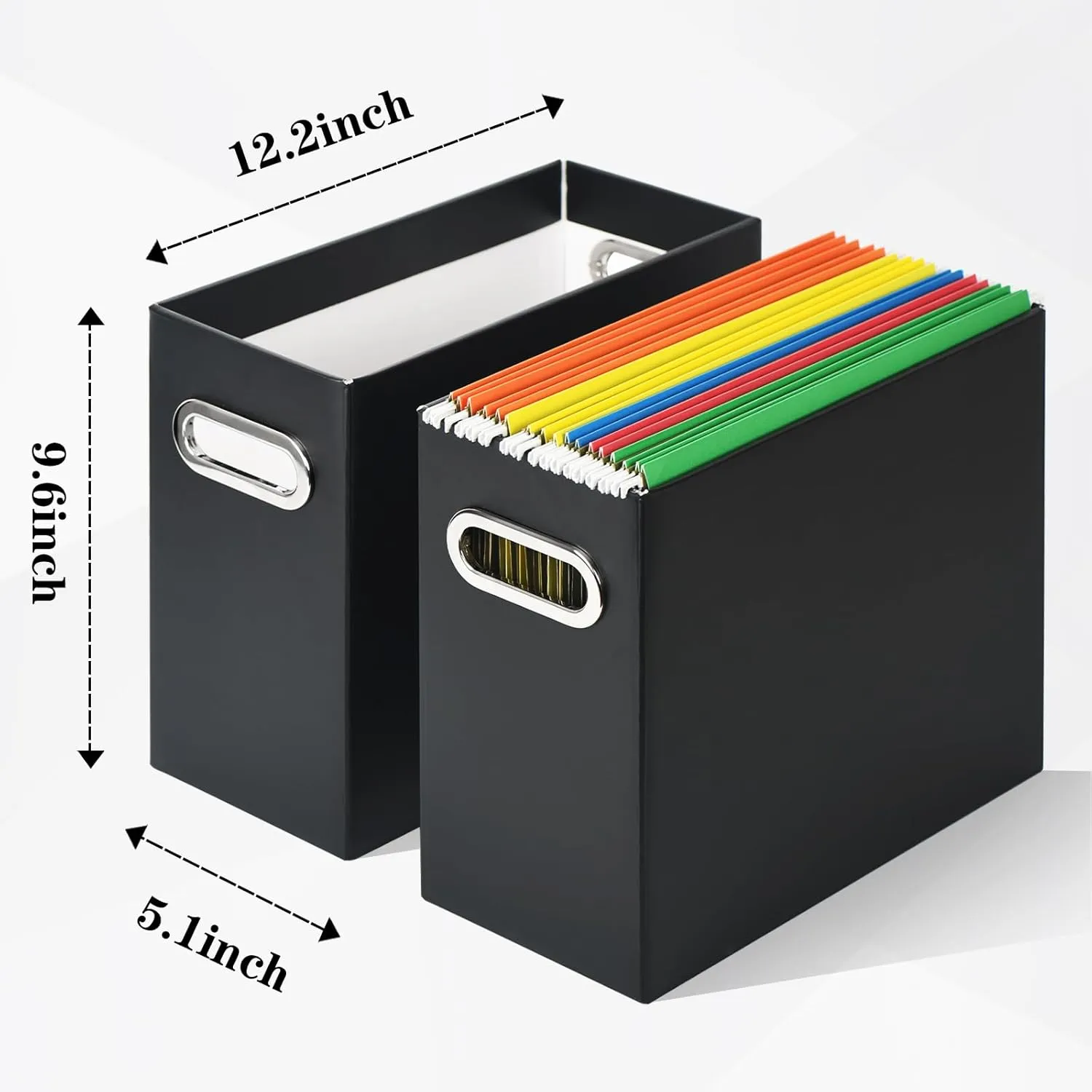 Tunnkit File Organizer, Cardboard File Box for Letter Size Hanging File Folder Storage, Collapsible Hanging File Organizer with Handles for Office/Home/School, Black, 8 Packs