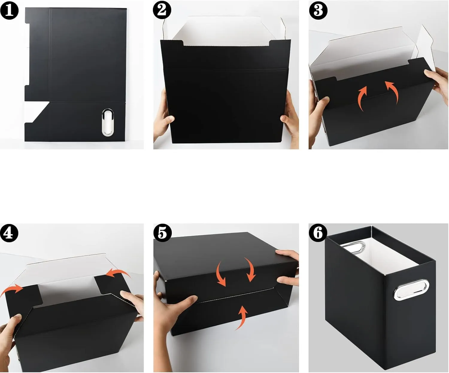 Tunnkit File Organizer, Cardboard File Box for Letter Size Hanging File Folder Storage, Collapsible Hanging File Organizer with Handles for Office/Home/School, Black, 8 Packs