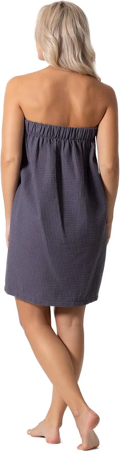 Turkish Linen Women’s Waffle Spa Body Wrap with Adjustable Closure