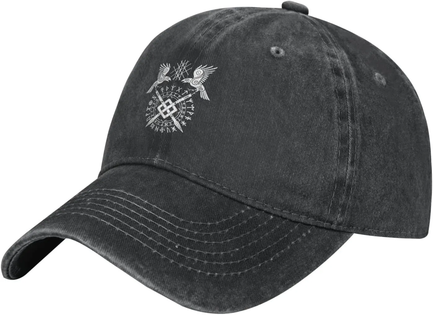 Twin Ravens of Odin Norse Pagan Symbol Hat Casquette Denim Baseball Cap Unisex Men's Hat Women's Hat Black
