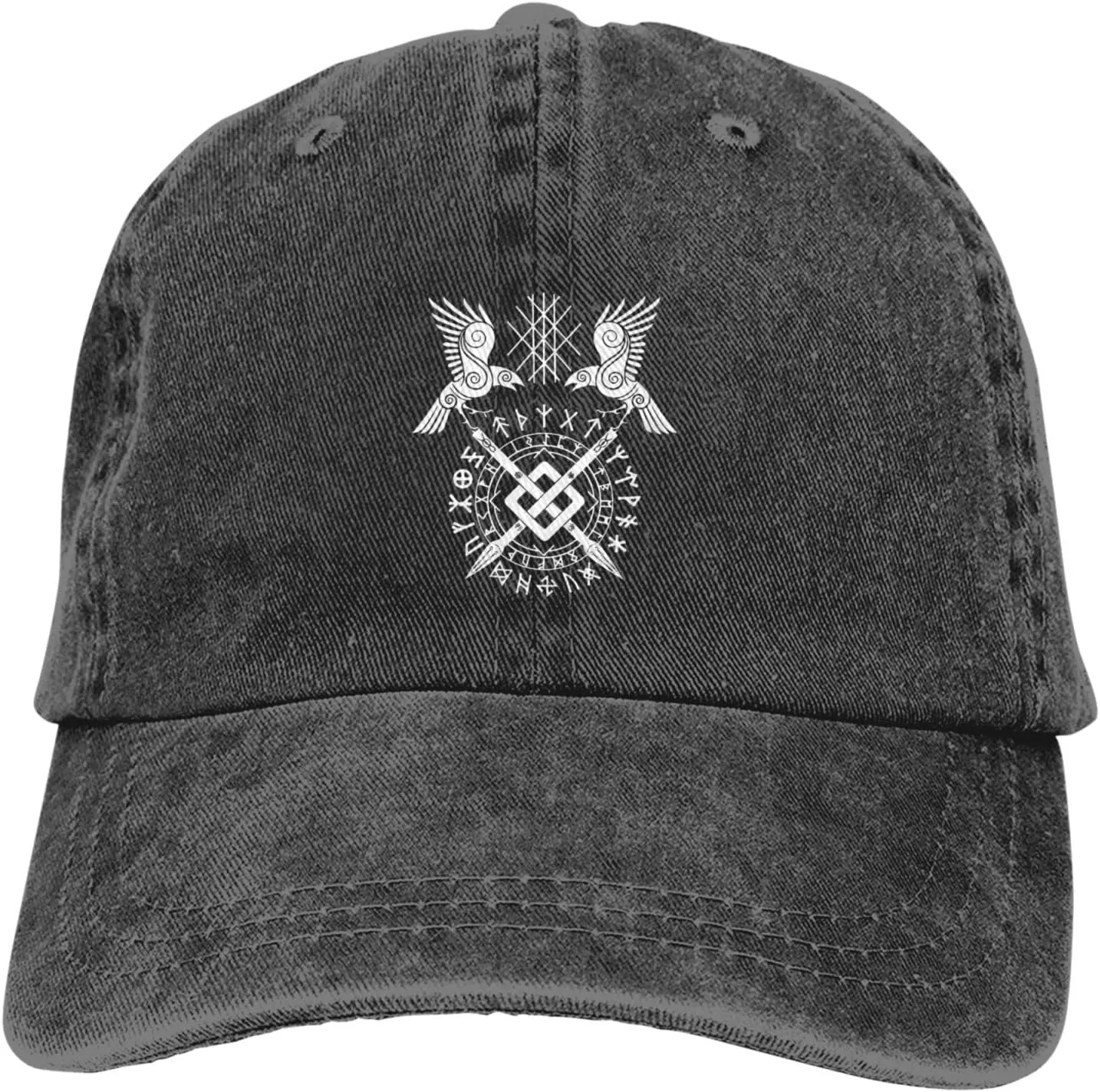 Twin Ravens of Odin Norse Pagan Symbol Hat Casquette Denim Baseball Cap Unisex Men's Hat Women's Hat Black