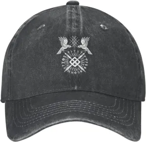 Twin Ravens of Odin Norse Pagan Symbol Hat Casquette Denim Baseball Cap Unisex Men's Hat Women's Hat Black