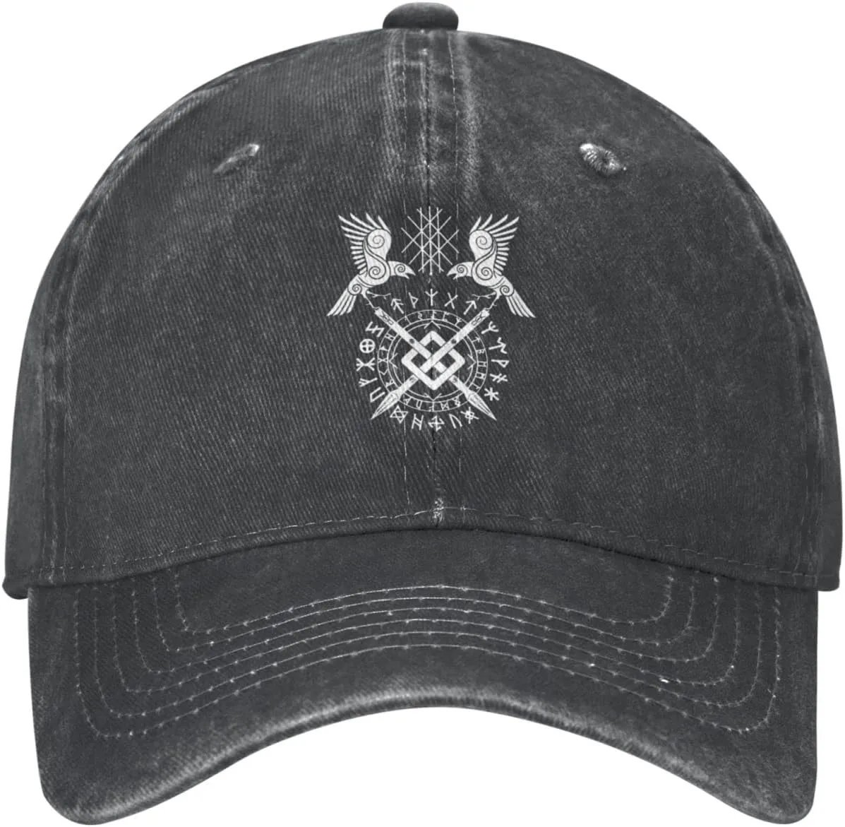 Twin Ravens of Odin Norse Pagan Symbol Hat Casquette Denim Baseball Cap Unisex Men's Hat Women's Hat Black