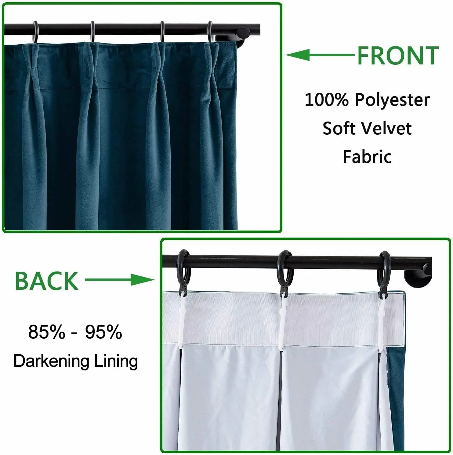 TWOPAGES 52 W x 84 L Pinch Pleat Curtain Room Darkening Velvet Curtain Drapery Panel for Traverse Rod or Track, Living Room Bedroom Meetingroom Club Theater Patio Door (1 Panel), Midnight Blue