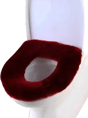 U&M Genuine Sheepskin Toilet Seat Cover Bathroom Soft Warm Washable Real Fur Wool Toilet Seat Pads Easy Installation& Care