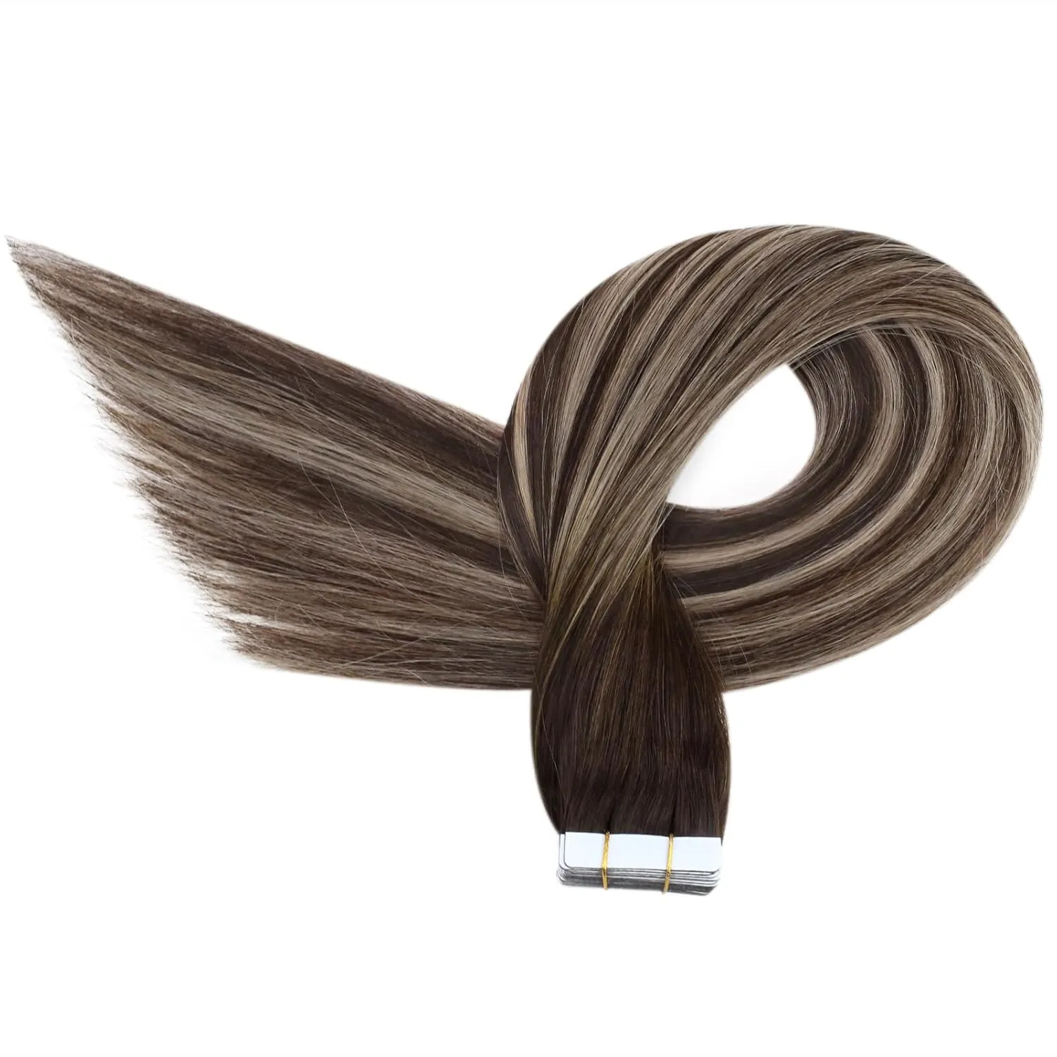 Ugeat Balayage Tape in Human Hair Extensions Dark Brown Mix Ash Brown Ombre Seamless Tape in Human Hair Extensions for Women Short Hairstyles 12 Inch 20Pcs 30G