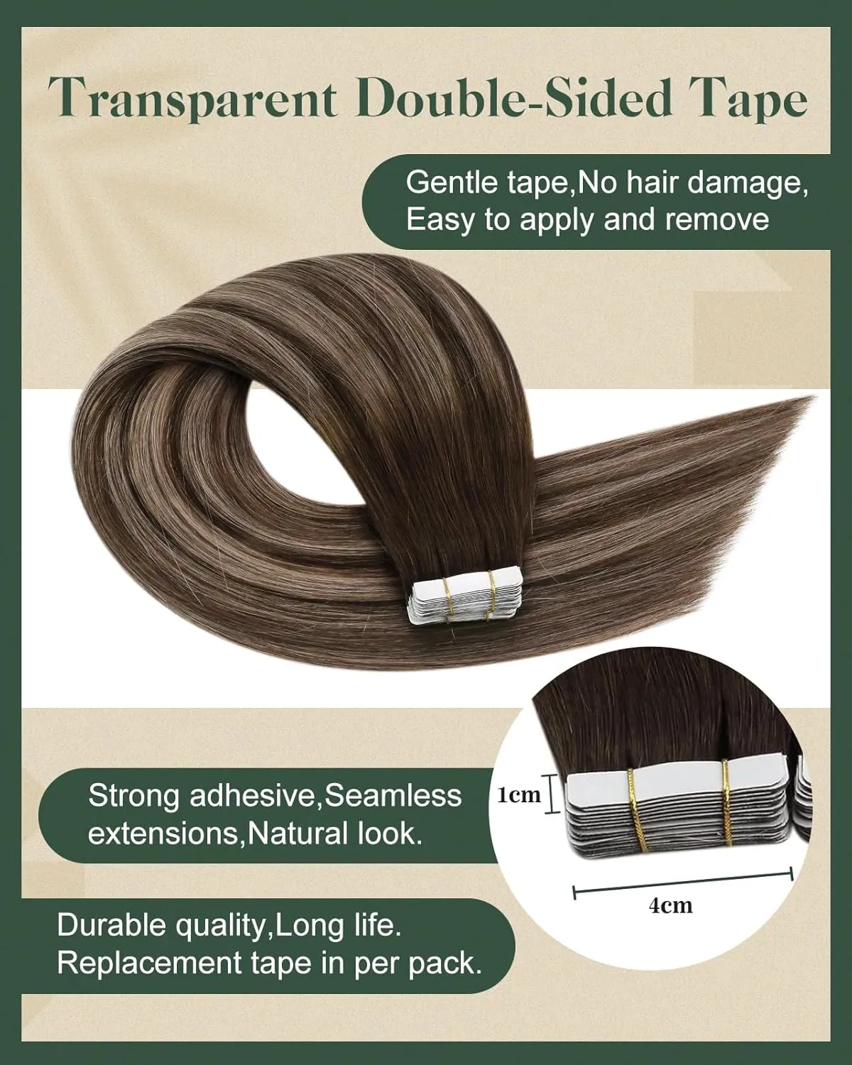Ugeat Balayage Tape in Human Hair Extensions Dark Brown Mix Ash Brown Ombre Seamless Tape in Human Hair Extensions for Women Short Hairstyles 12 Inch 20Pcs 30G