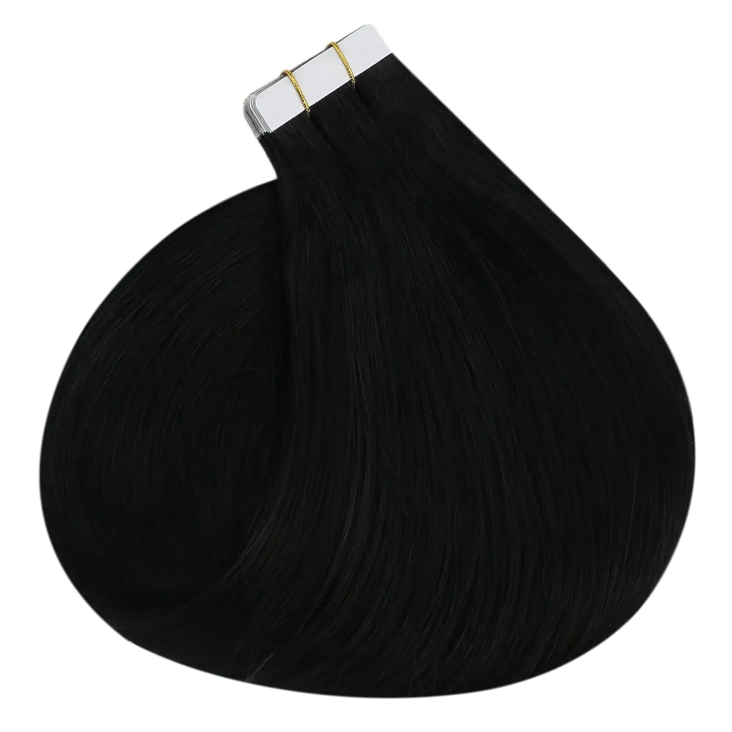 Ugeat Black Tape in Human Hair Extensions Jet Black Tape in Extensions Human Hair for Short 12 Inch Add Volume Easy to Apply for Daily 20Pcs 30G