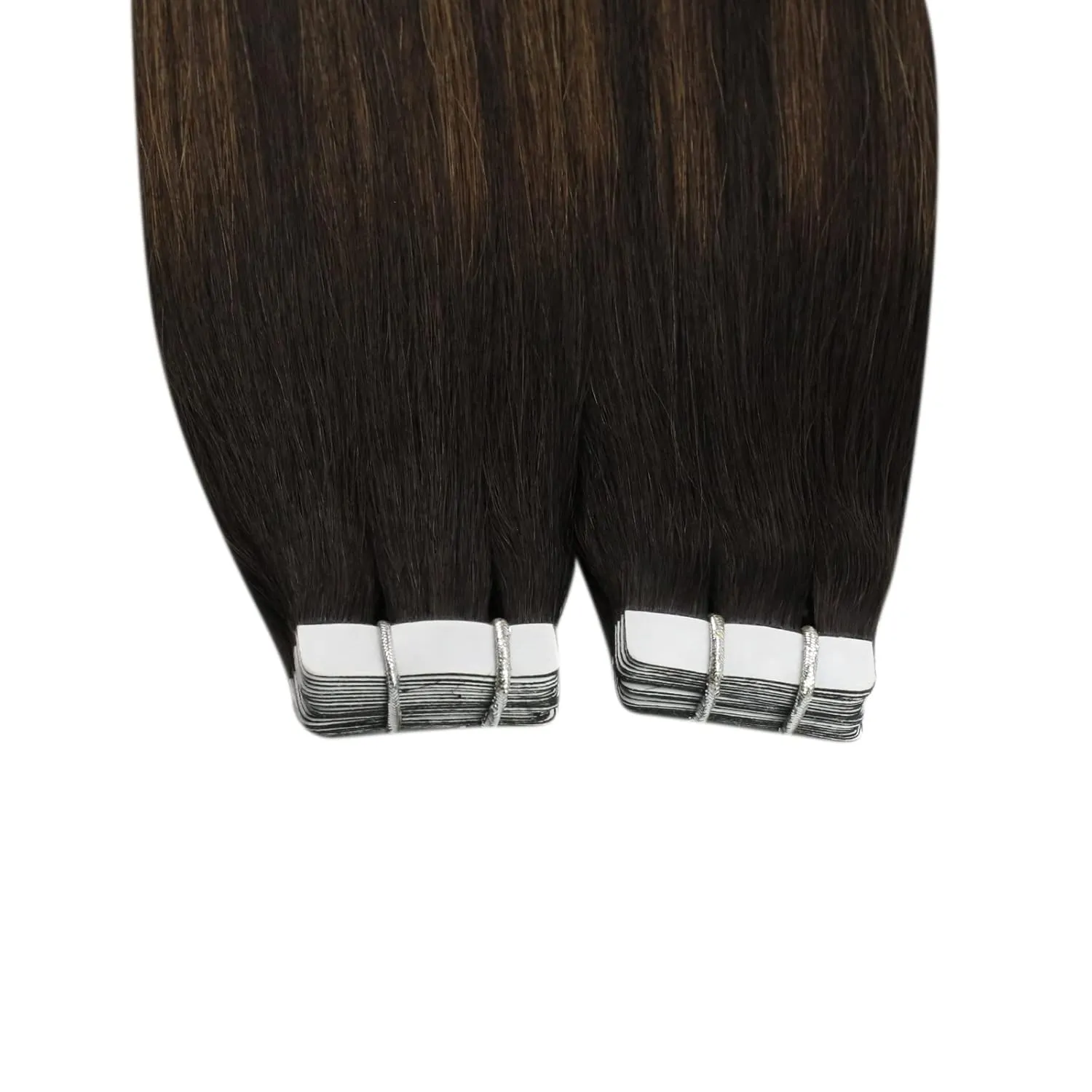 Ugeat Tape in Hair Extensions Human Hair Ombre Dark Brown Mix Medium Brown Tape in Real Human Hair Extensions Balayage Short Hairstyles for Women Daily Use 12 Inch 30G 20Pcs