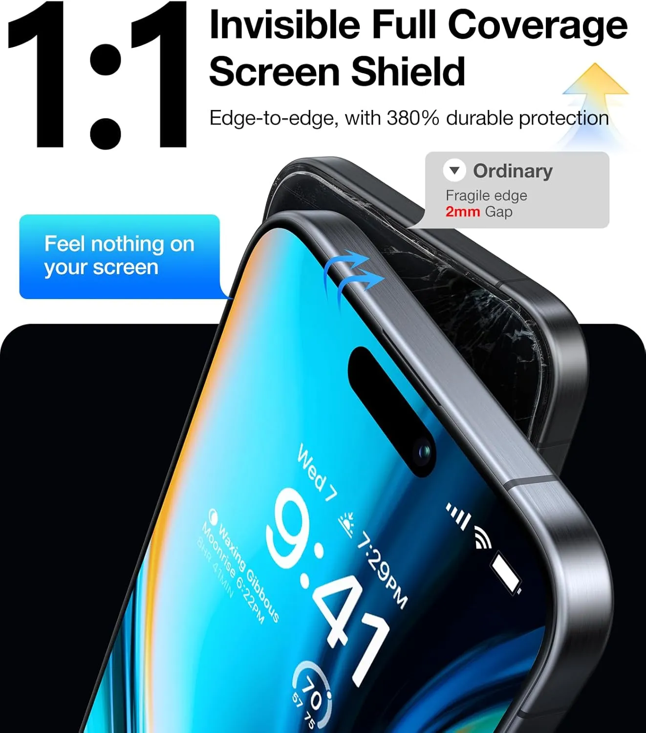 UltraGlass Ultra 9H  Glass for iPhone 15 Pro Privacy Screen Protector [Invisible Privacy Armor] Screen Protector 15 Pro Tempered [Full Coverage & Longest Durable], 2 Packs
