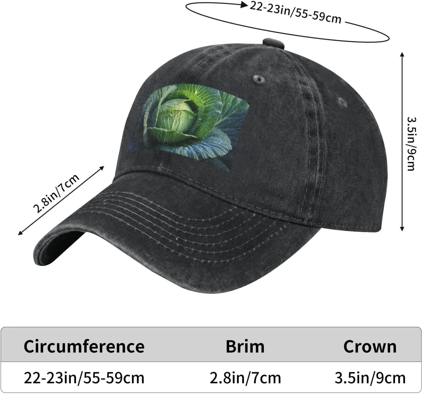 Unisex Denim Baseball Cap Classic Breathable Brim Hat Bright Cabbage Trucker Hat Adjustable Dad Hat Casual Outdoor Sun Hat