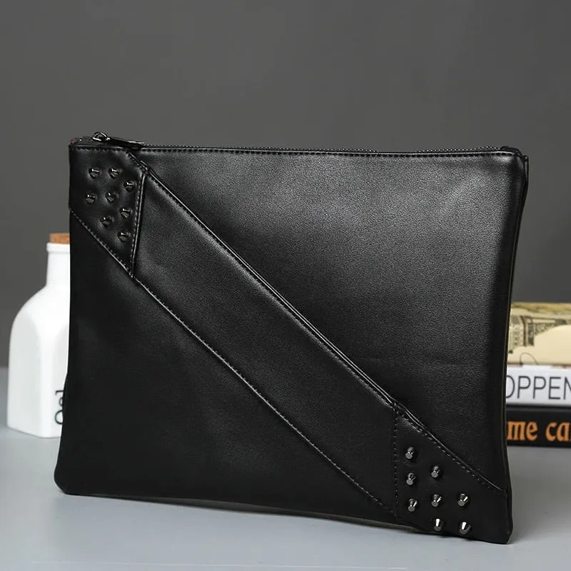 Unisex Rivet Decorated Clutch