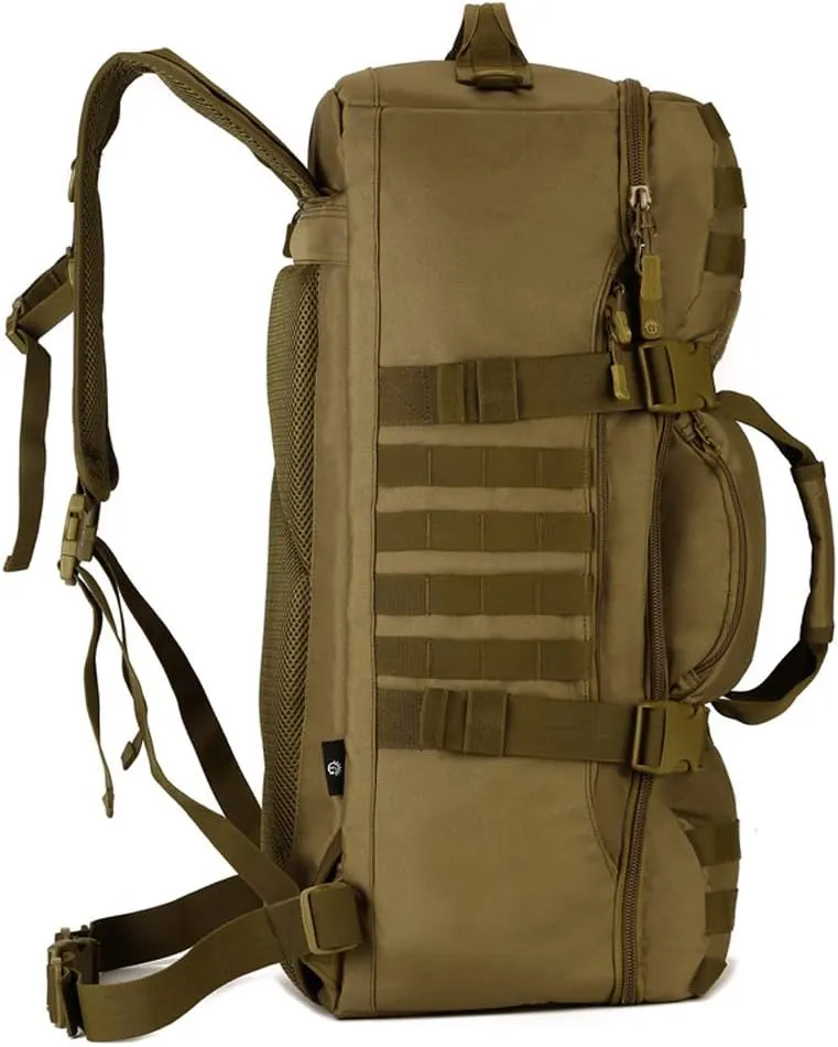 UNISTRENGH Outdoor 60L Tactical MOLLE Backpack Military Waterproof Hunting Mountain Sports Luggage Outdoor Assault Travel Bag (Brown)