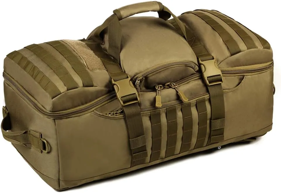 UNISTRENGH Outdoor 60L Tactical MOLLE Backpack Military Waterproof Hunting Mountain Sports Luggage Outdoor Assault Travel Bag (Brown)