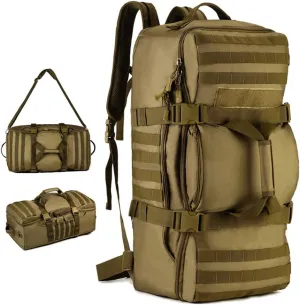 UNISTRENGH Outdoor 60L Tactical MOLLE Backpack Military Waterproof Hunting Mountain Sports Luggage Outdoor Assault Travel Bag (Brown)