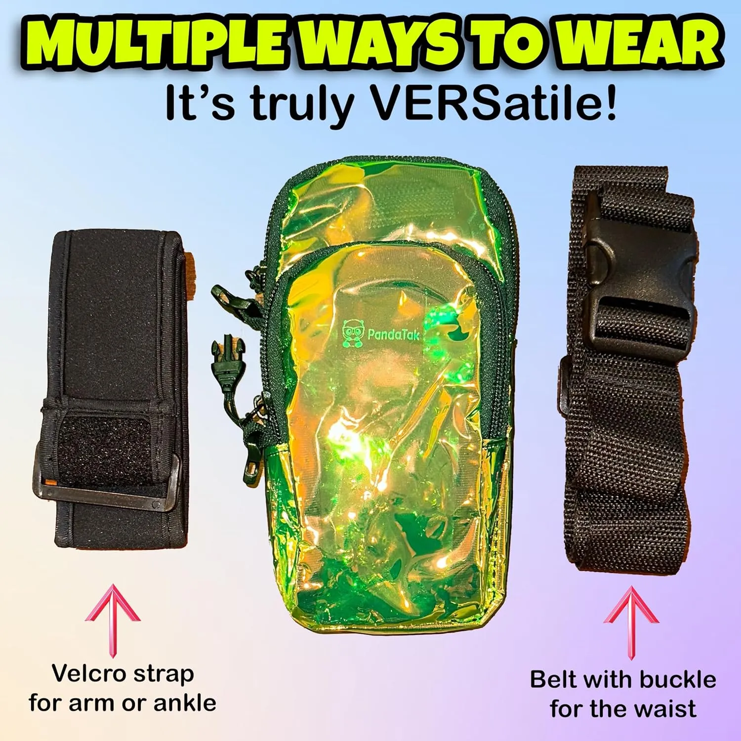 UV Green Yellow Vers Murse Phone Bag Fanny Pack for Men - Clear Bag with Secure Phone Pocket - Perfect Rave and Festival Bag for Party Goers and Ravers (UV Green Yellow Phone Bag)