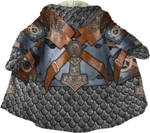 Valhalla Mens Jackets Winter,3D Print Viking Mythology Tattoo, Thickened Warm Faux Cashmere Coat, Parka Hooded Cloak