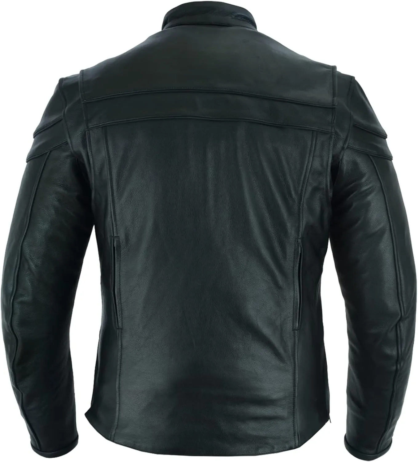 Vance Leather Men's Premium Leather Racer Jacket with Vents