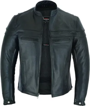 Vance Leather Men's Premium Leather Racer Jacket with Vents