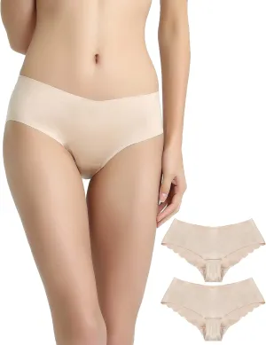 Vanever Women's No VPL Panties, 2 Pack, Invisible Hipster Underwear, Low Rise Bikini Underwear