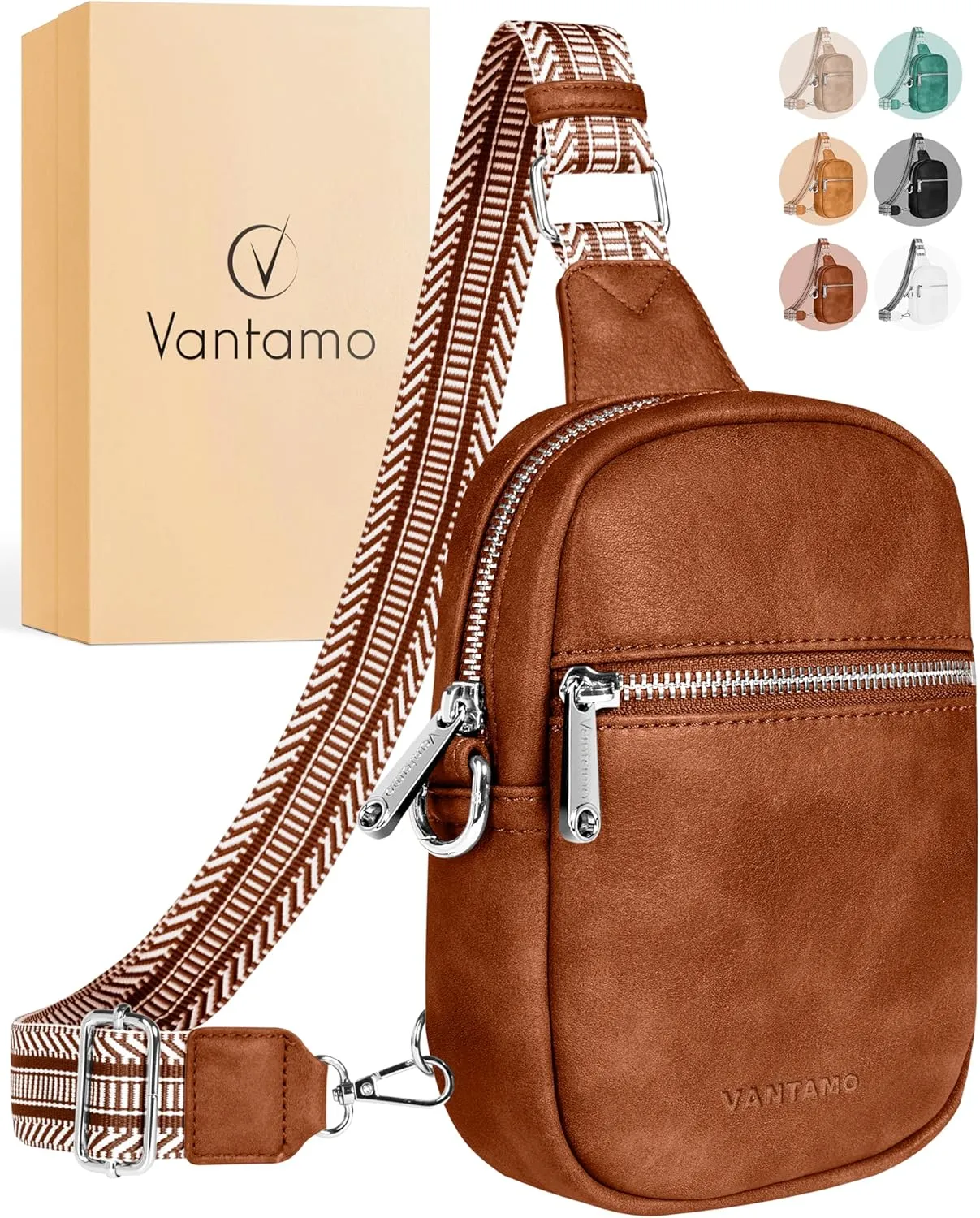 Vantamo Small Crossbody Bags for Women, Sling Bag with RFID & Anti-Pickpocket Clip, Adjustable Strap Cross Body Fanny Packs