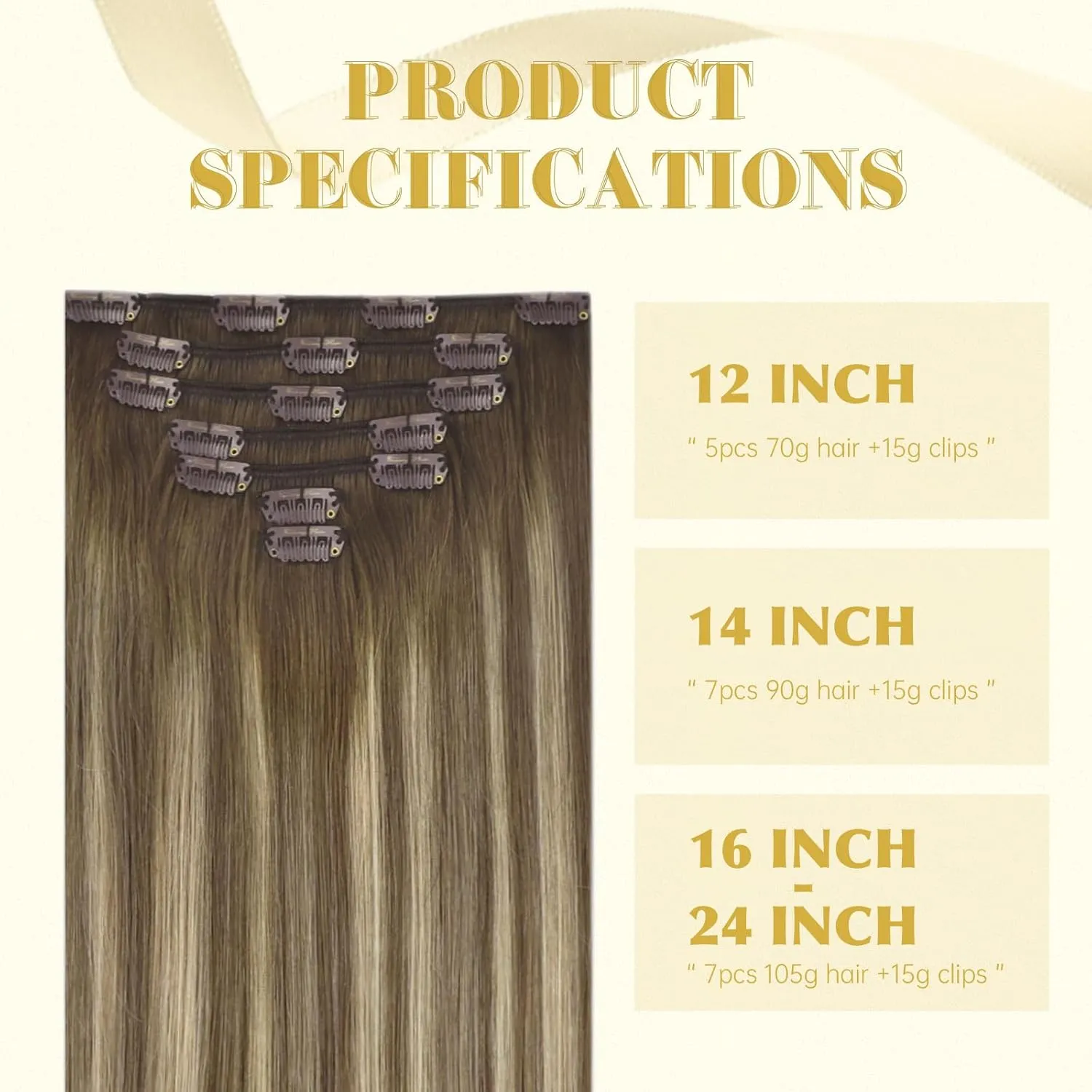 Ve Sunny Clip in Hair Extensions 22inch Real Hair Clip in Extensions Ombre Human Hair Extensions Clip ins Dark Brown to Light Brown with Blonde Balayage Winter Clip on Hair Extensions 120g 7pcs