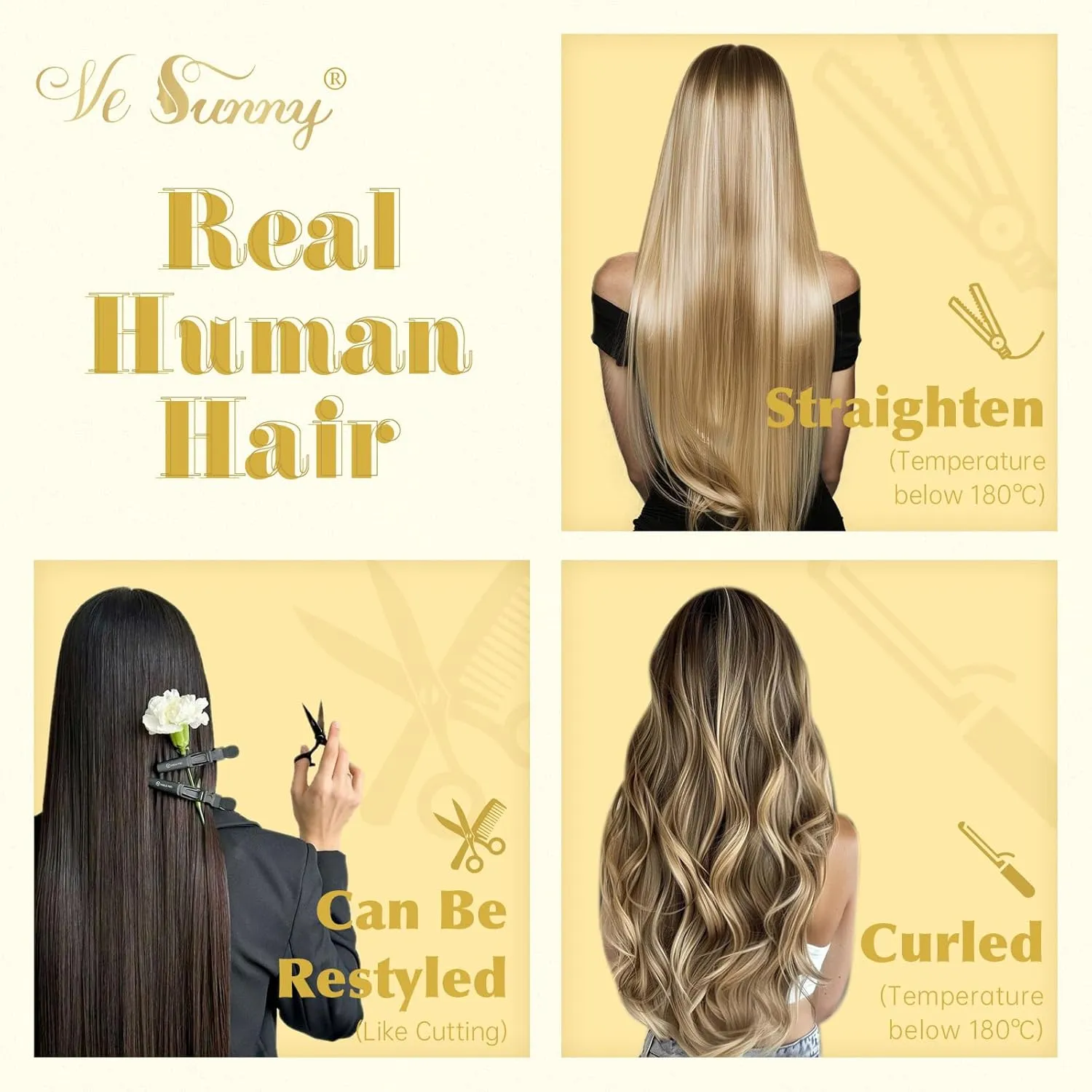 Ve Sunny Clip in Hair Extensions 22inch Real Hair Clip in Extensions Ombre Human Hair Extensions Clip ins Dark Brown to Light Brown with Blonde Balayage Winter Clip on Hair Extensions 120g 7pcs