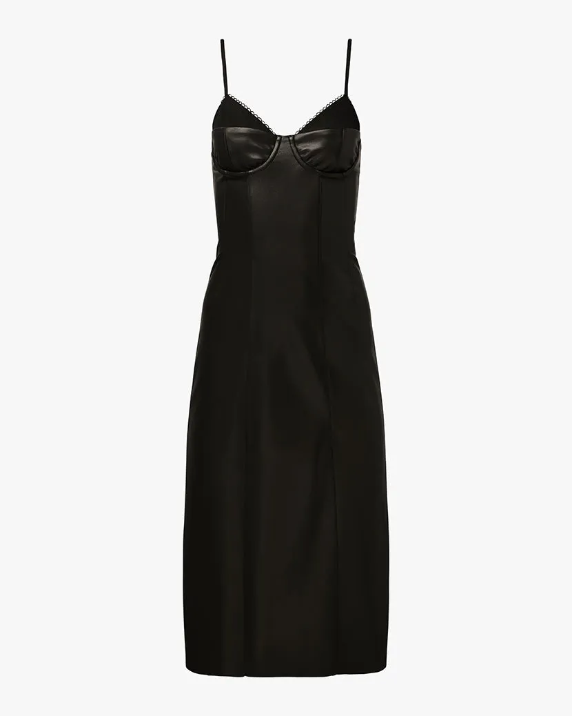 Vegan Leather Fitted Corset Dress
