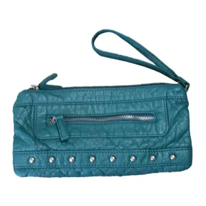 Vegan Leather Teal 3-Way Wristlet