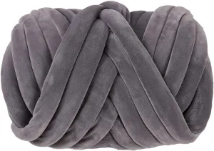 Velvet Chunky Yarn Bulky Giant Arm Knitting Yarn, Super Soft Tubular Weight Jumbo Ya rn,DIY Crochet Hand Knitting Thick Yar n for Blanket,Pet Bed, Rugs Pillow,Handbag(2.2lb-Dark Gray)