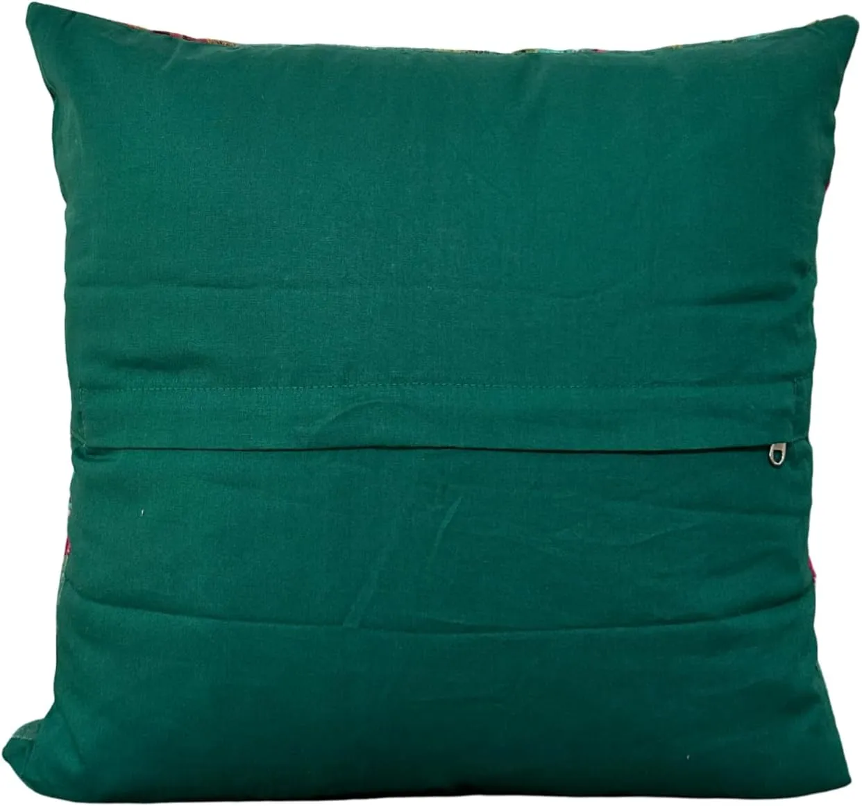 Velvet Floral Bird Print Throw Pillow Sofa Cushion Cover Case | Couch Bohemian Accent | Colorful Boho Chic Indian Handmade Cover Only (Green, 24"X24")